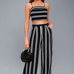 Lulus Navy Blue White  Two-Piece Jumpsuit
